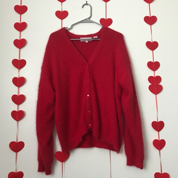 SOLD Westbound Vintage / y2k Red Fuzzy Cardigan - Picture 2 of 4